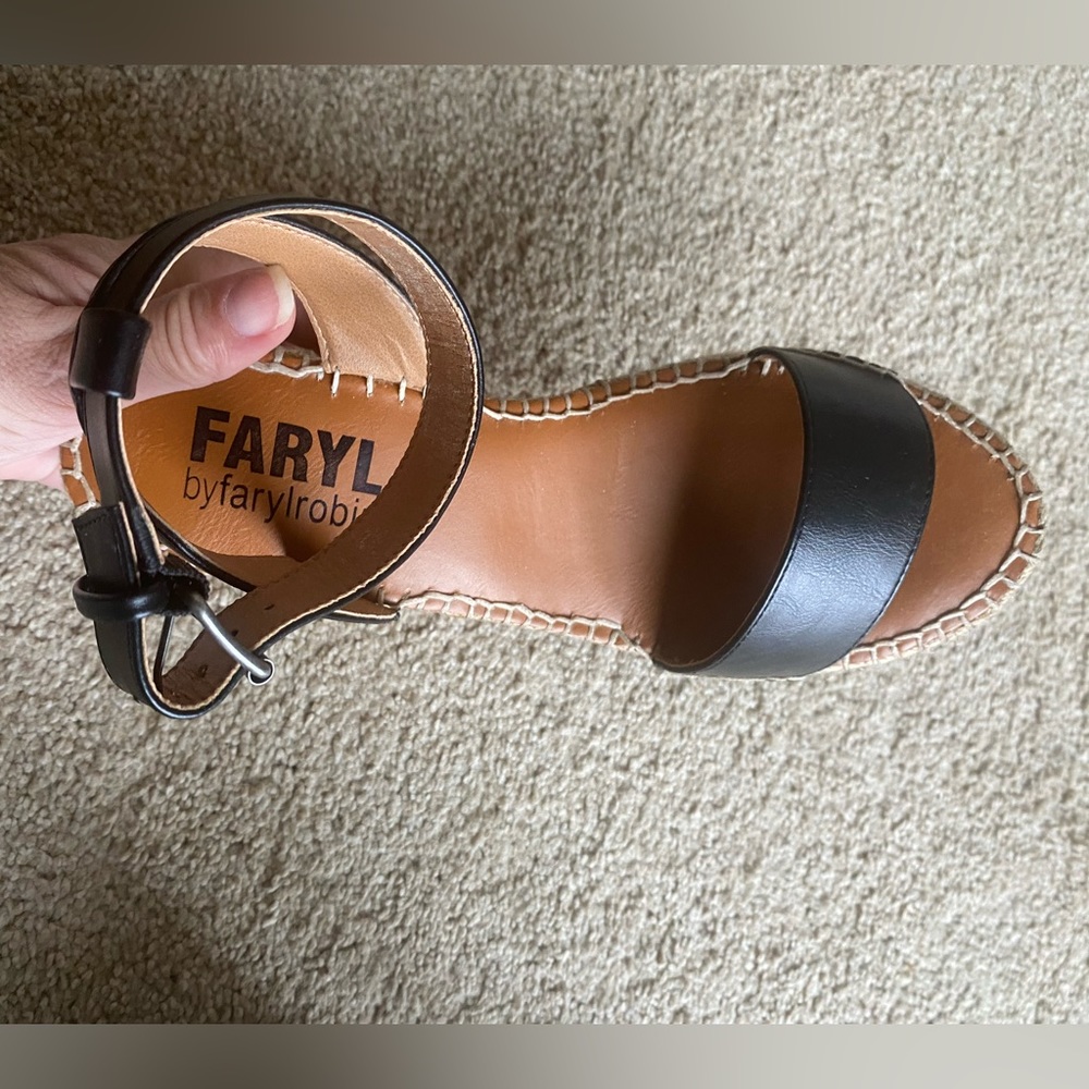Black wedge sandals